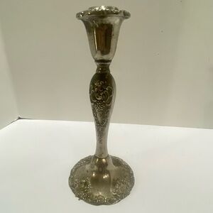 VTG Godinger 8.5" Cast Metal Silverplated Ornate Candlestick Holder Grape Motif